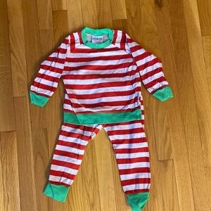 Purl lamb 3/4T green and red striped set